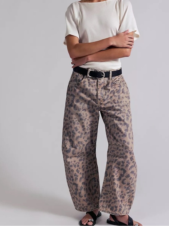 Free People Denim - We The Free Good Luck Printed Barrel Jeans